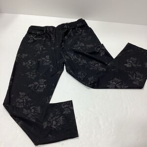 Ezy Wear By CH1 Jogger Black Floral Swishy Lounge Pants M NWT